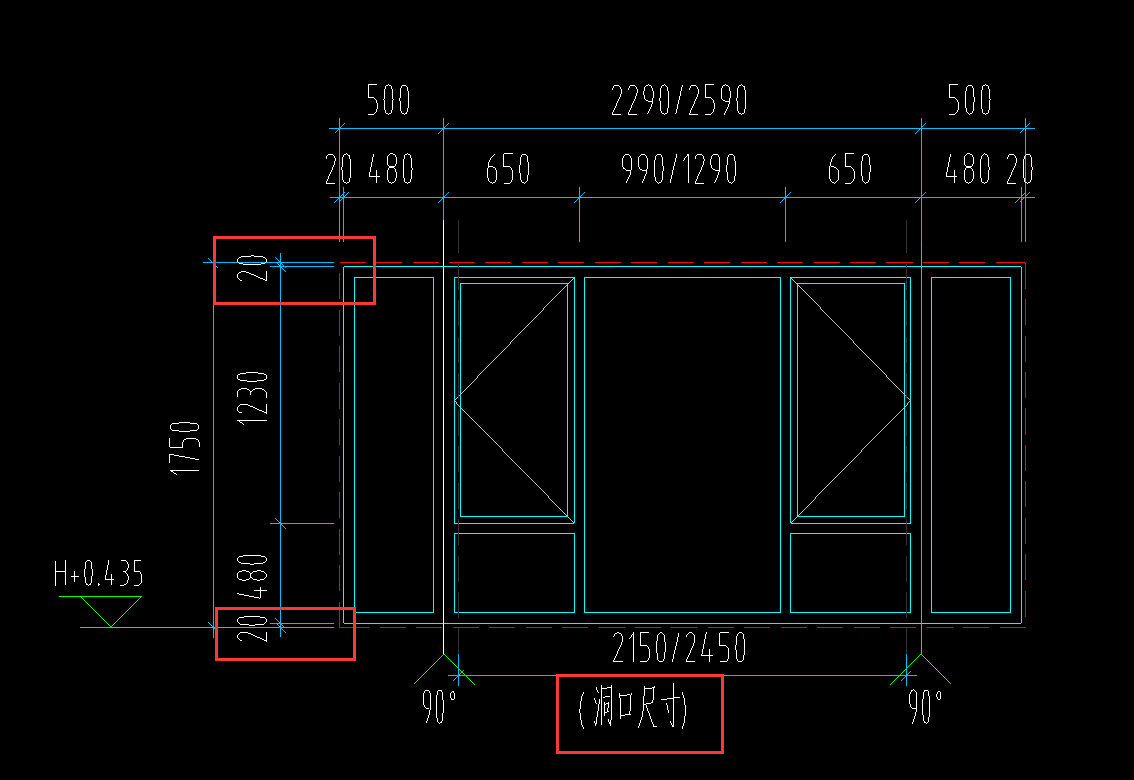 这个带行窗洞口的尺寸是多少不是带行窗的尺寸就是我要在墙上设置的