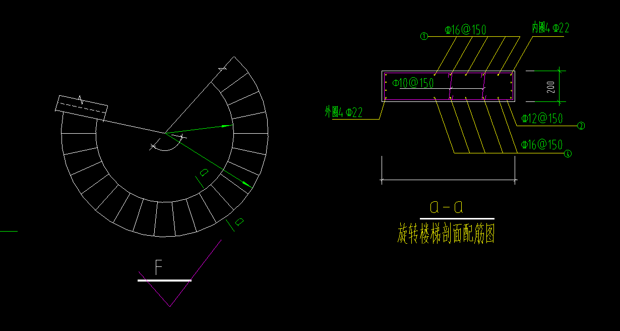 旋转楼梯钢筋布置图图片