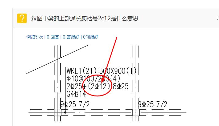 这图中梁的上部通长筋括号2c12是什么意思