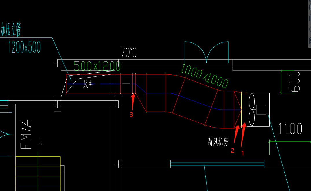 帮忙看一下通风平面图的风管