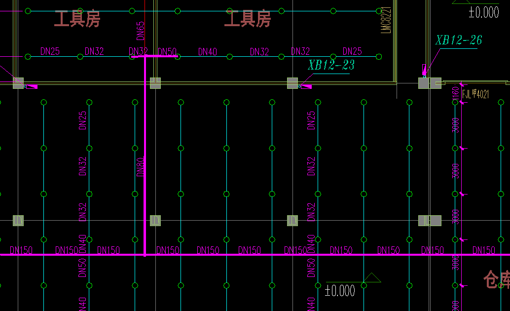 一張噴淋圖紙只在圖紙發現了dn15050這些字樣剩下的並未在圖紙看到