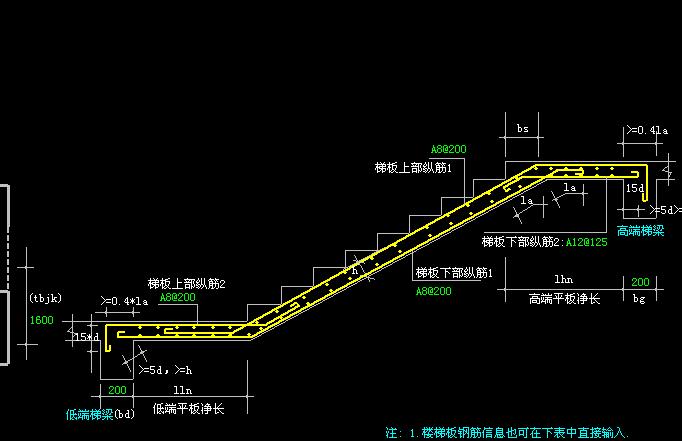 楼梯梯板上部纵筋通长设置在广联达中怎么设置