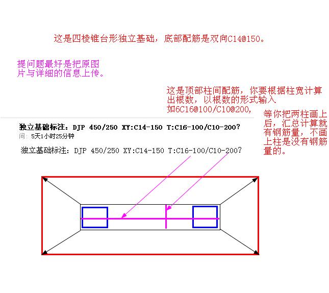 独立基础标注:djp 450/250 xy:c14-150 t:c16-100/c10-200?