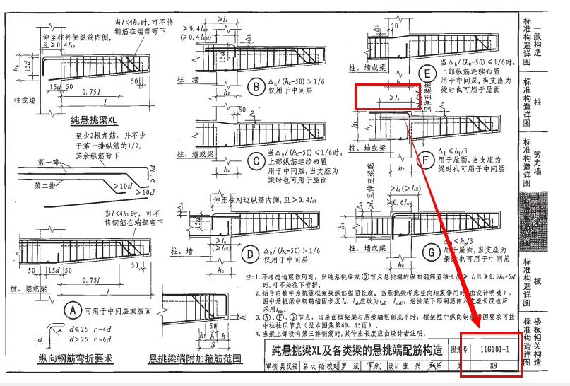 悬挑梁钢筋锚固长度图片