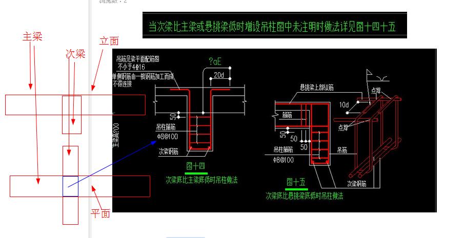 梁下吊柱做法图集图片