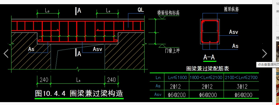 门窗过梁配筋图图片