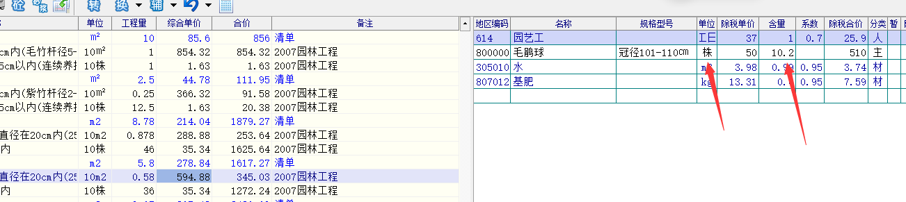 定额含量