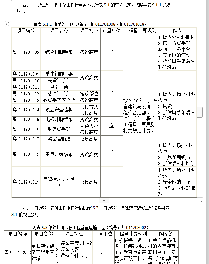 脚手架清单