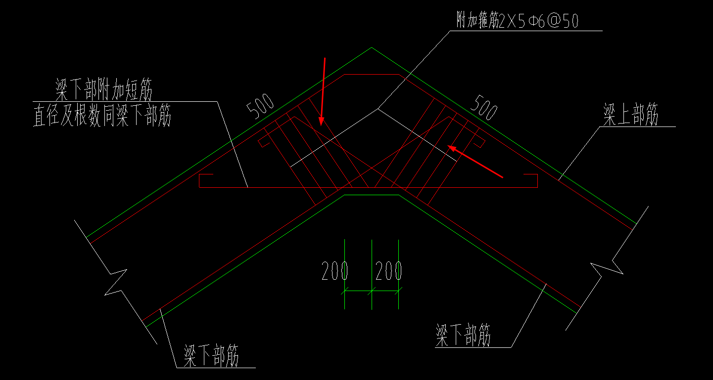 专家好请问屋面处折梁附加箍筋应该如何布置