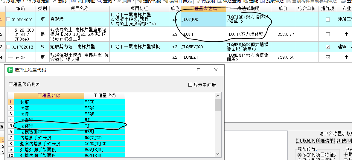 程量表达式