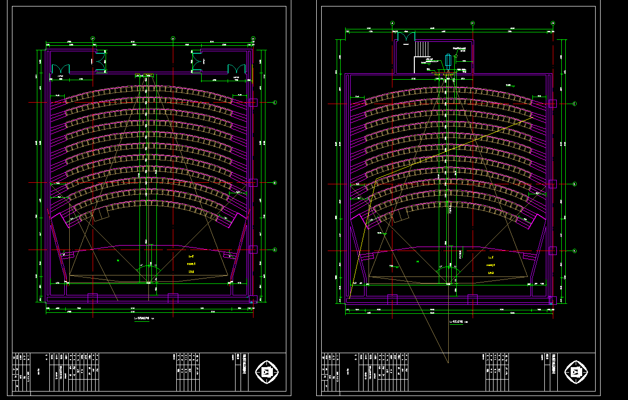 影院有弧度的多层看台怎么绘制如下图