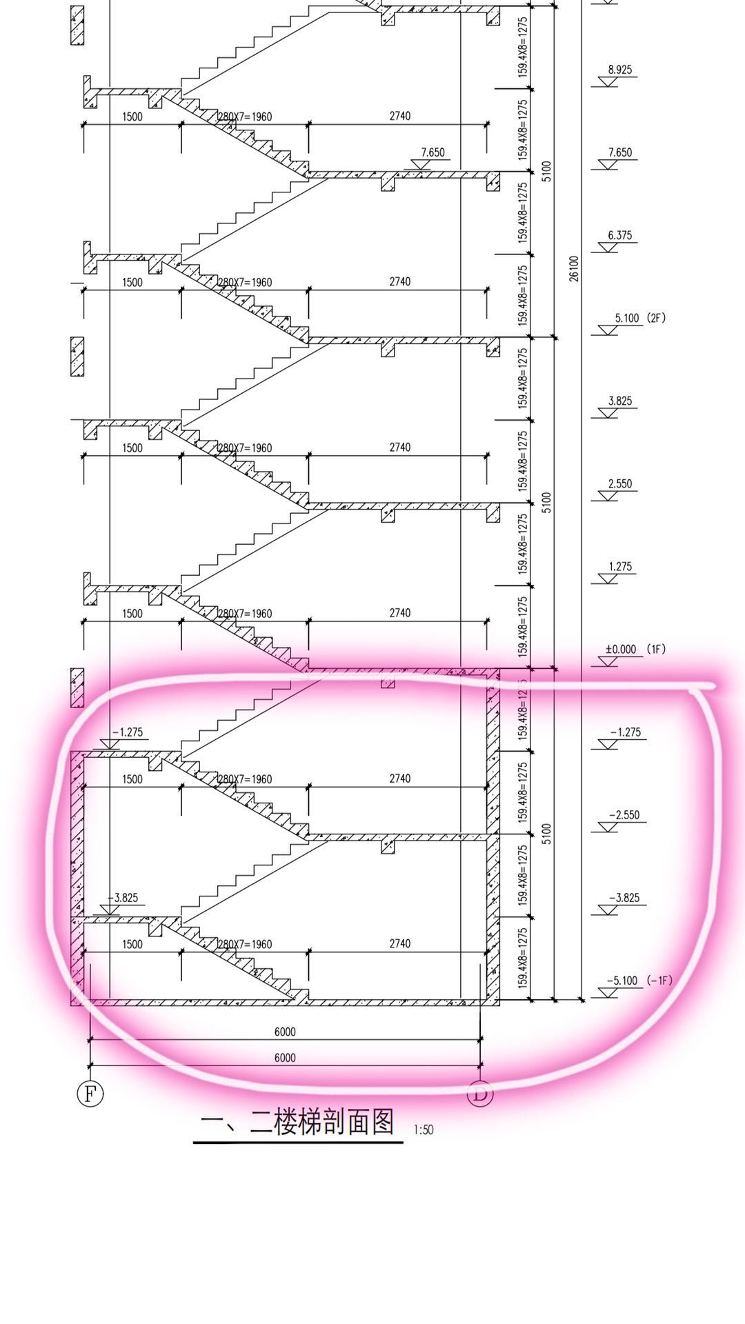 这样的两个双跑楼梯我应该定义到一层还是二层平面图都有