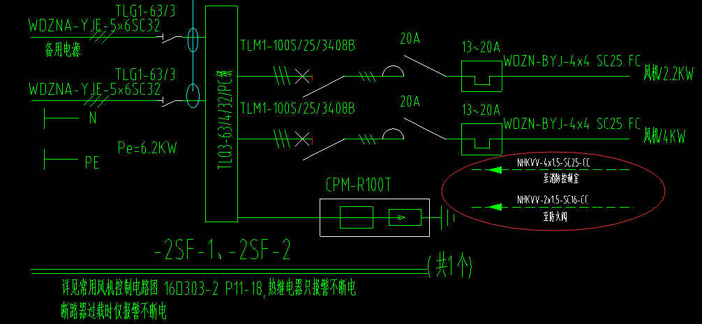 请问消防风机配电箱系统图问题