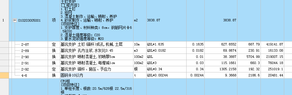 子目价格