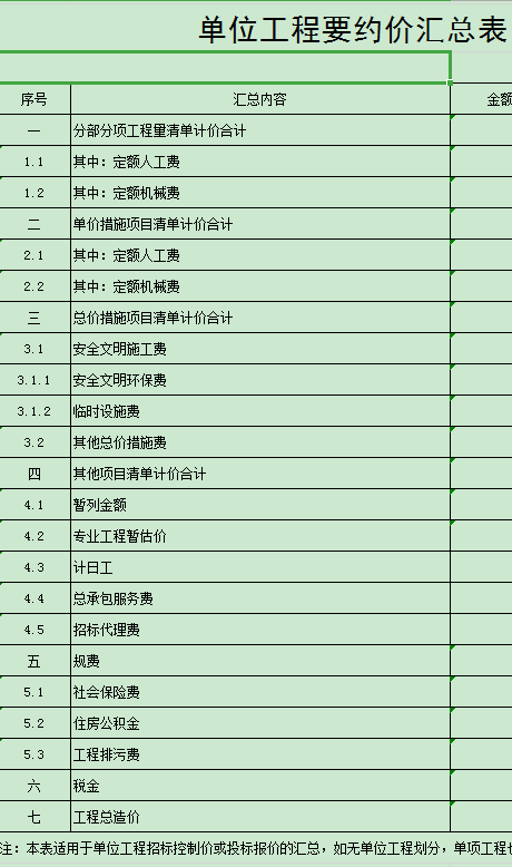 固定综合单价