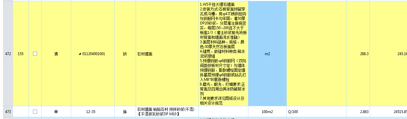 项目特征