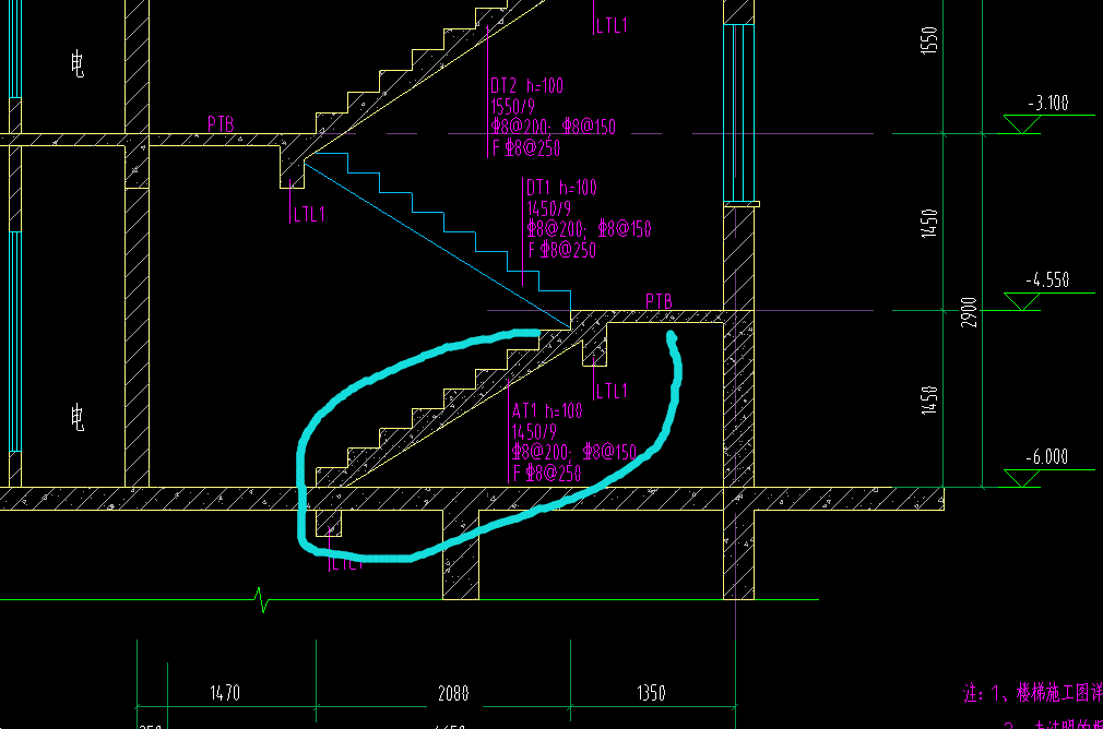 求教这个at1楼梯怎么算投影面积