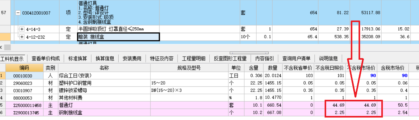 综合单价分析