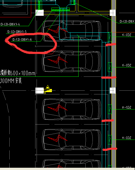 圖一是表示充電車位到配電箱的電纜但是圖二有好幾個充電車位那要從