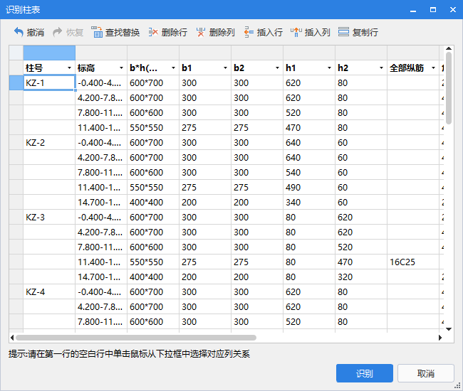 柱表