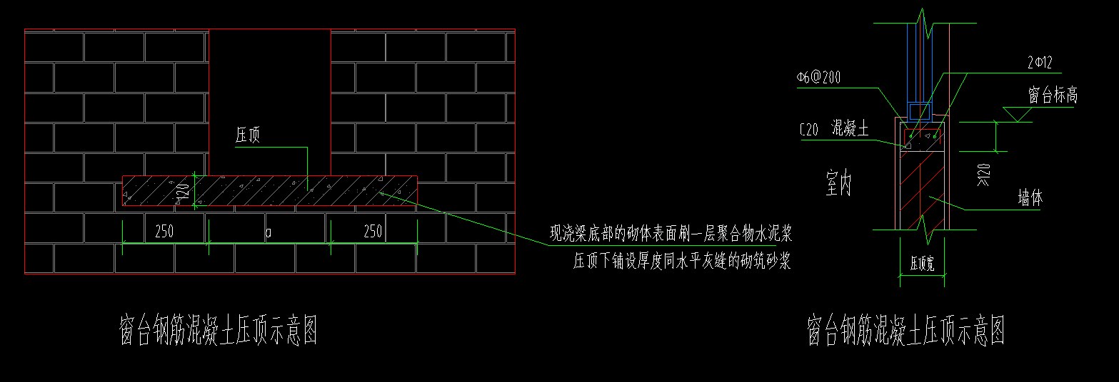 這種窗下壓頂該如何設置呢是用圈樑還是用壓頂呢