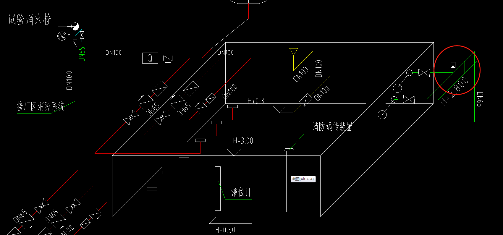 在屋顶消防水箱给水部分这是一个什么图例红圈处