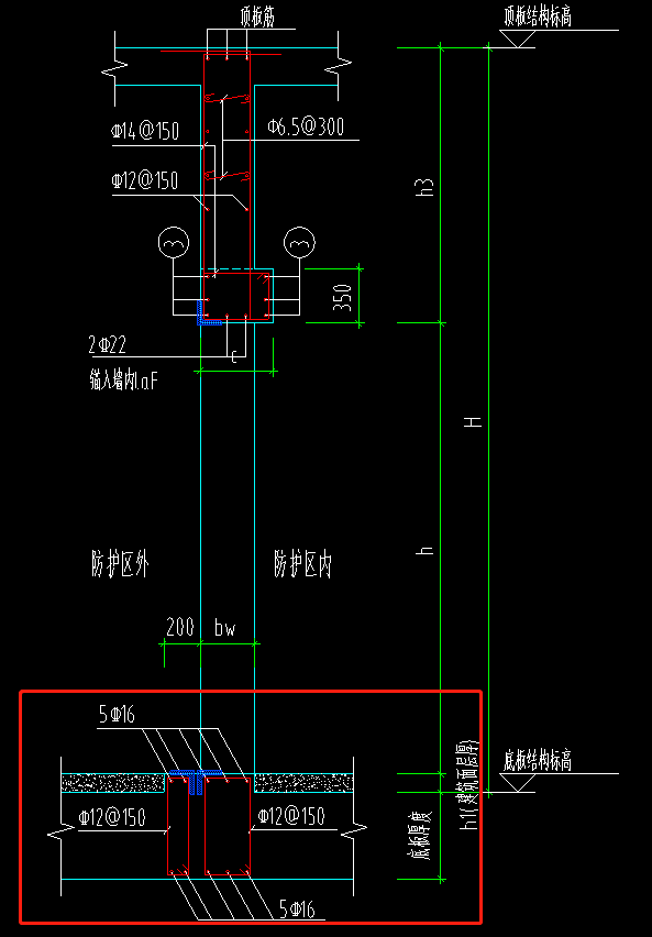 請問這種人防門框下部構造該如何佈置鋼筋