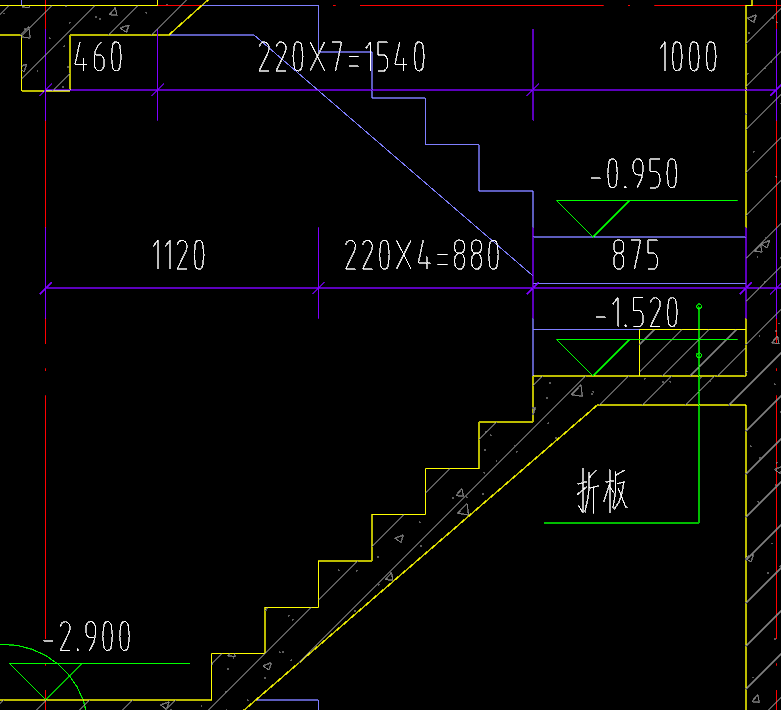 这种叠拼的折板楼梯怎么绘制啊,是三段的