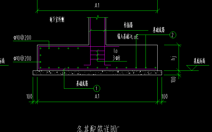 独立基础顶部柱间配筋