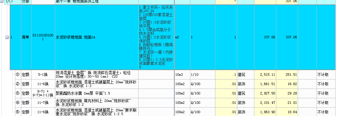 清单综合单价