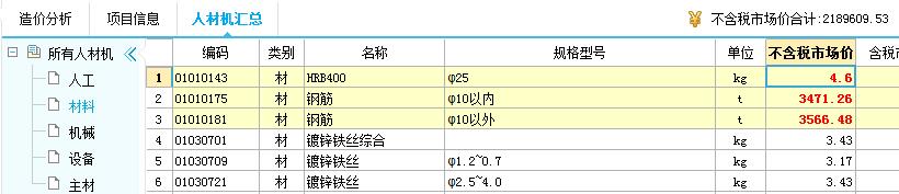 主材费