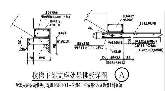 這個樓梯的滑動支座怎麼畫求解