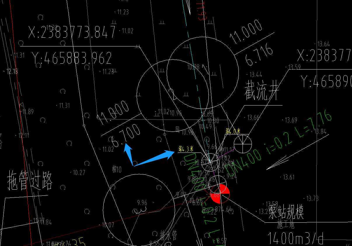 一座截留井下图总平图所示11000高程6700高程43米这里的