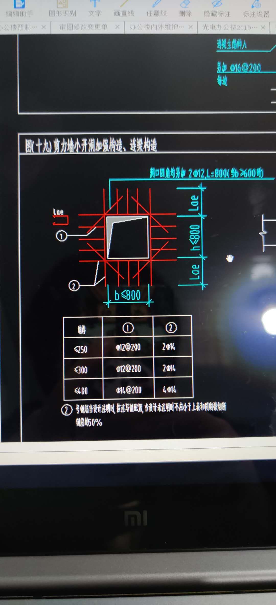 这种剪力墙洞口加强筋怎么画