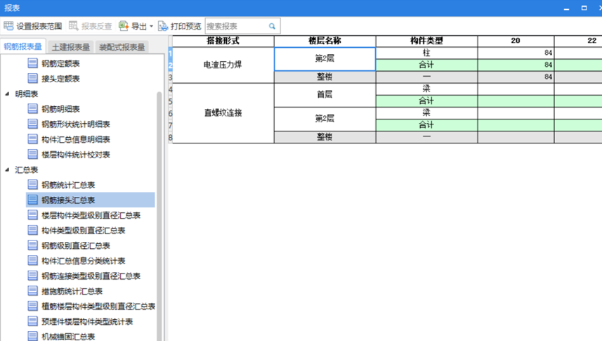 接头汇总表