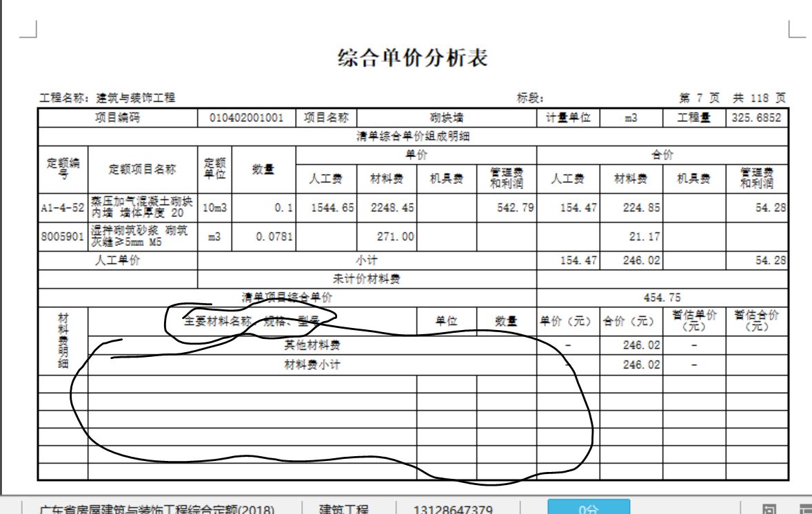 综合单价分析