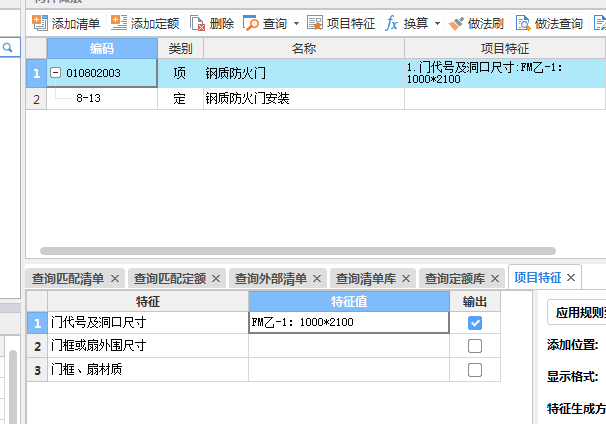 项目特征