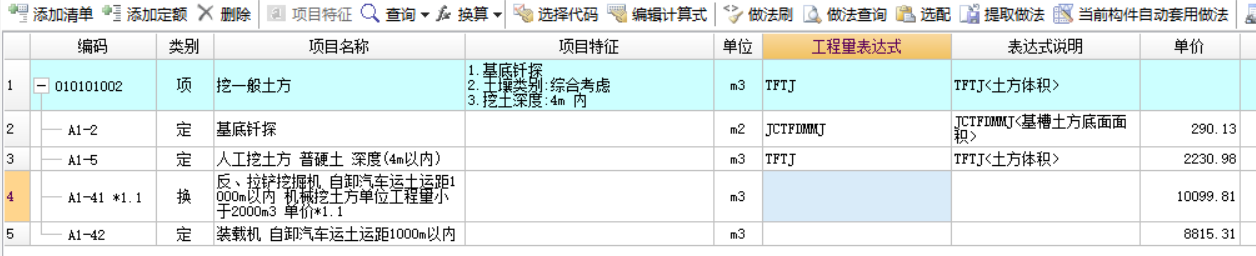 程量表达式