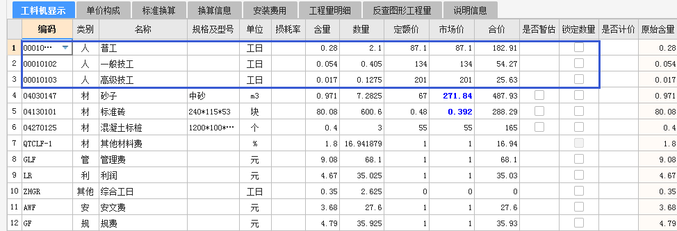 定额人工