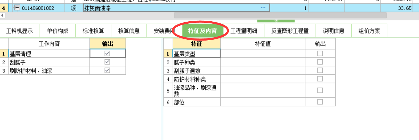 项目特征