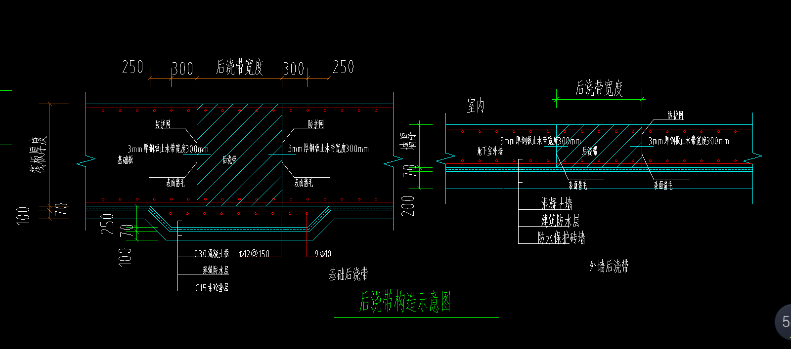 后浇带宽度