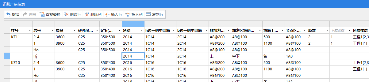 广东柱表