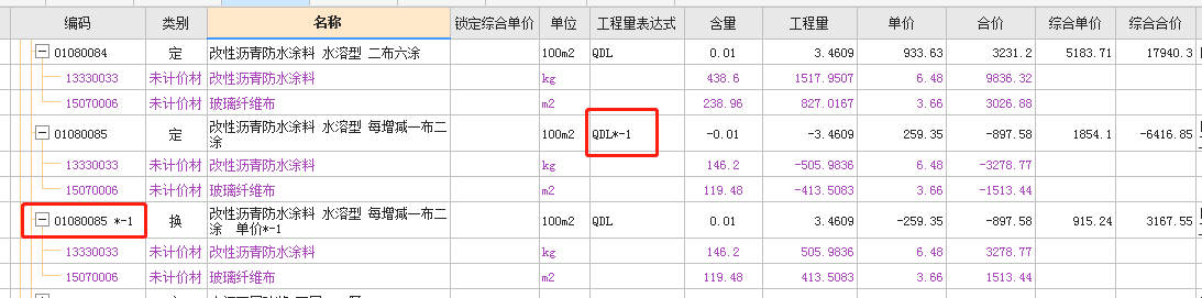 程量表达式