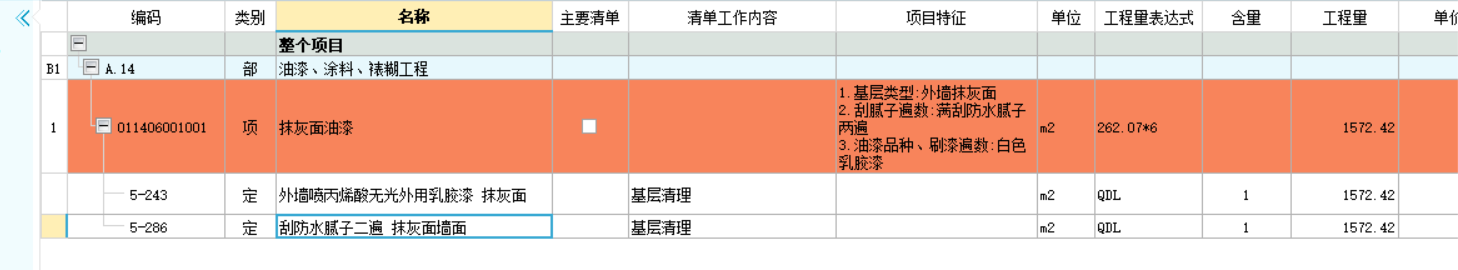 项目特征