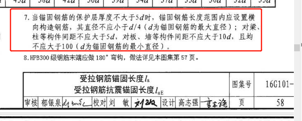 錨固長度範圍內設置橫向構造鋼筋