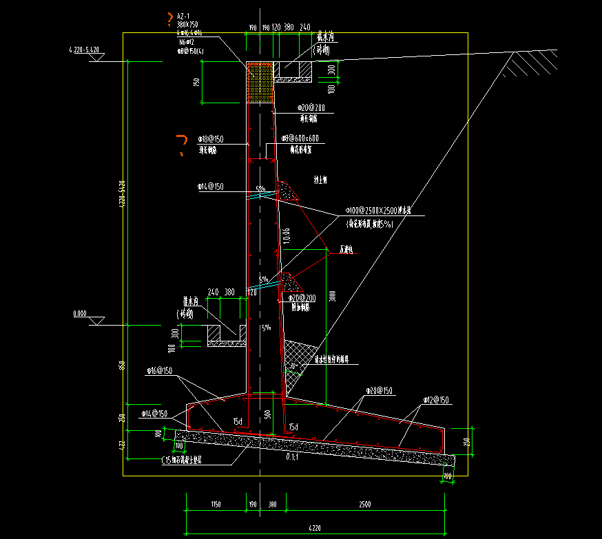悬臂式挡土墙配筋识图图片