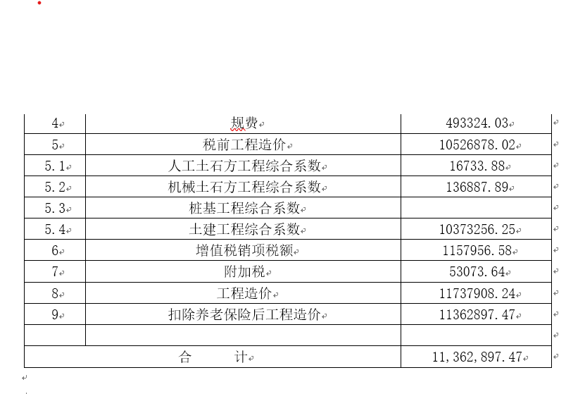 汇总表