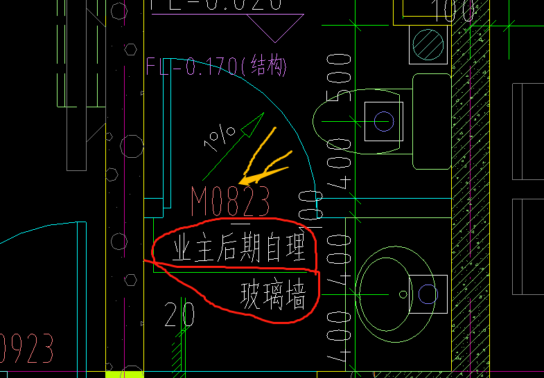 請問圖紙中的門如何繪製玻璃牆業主自理門也可以暫不繪製嗎