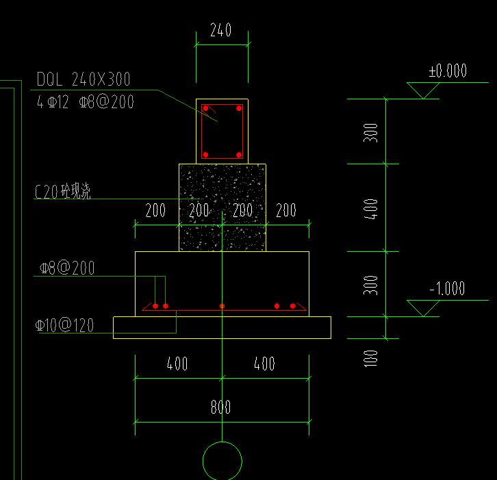 这样的柱下条形基础怎么画啊?