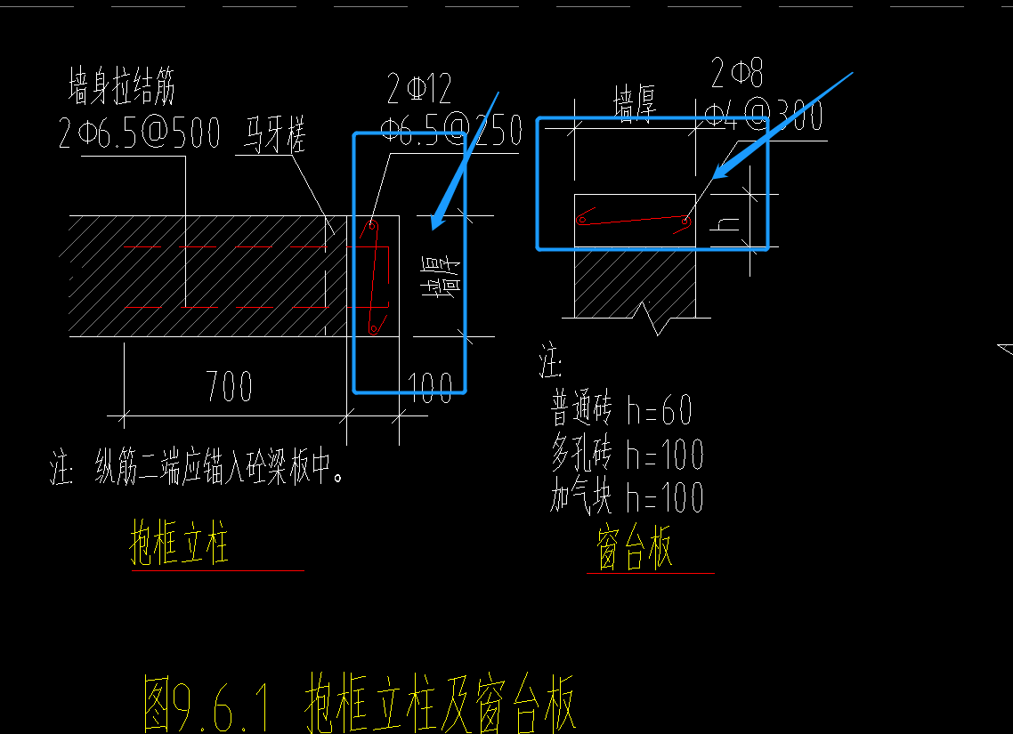 大神們這圖我看不懂是平面圖麼標藍的部分就是你抱框柱和窗臺板麼